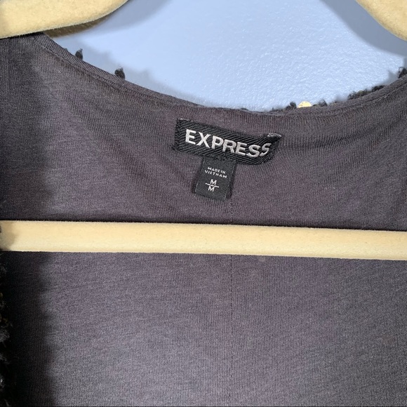 Express Gold sequin black Sherpa jacket - Picture 2 of 4